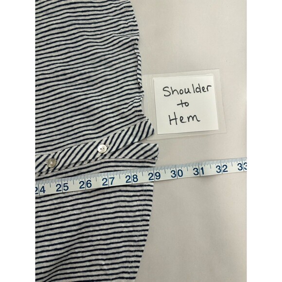 Adrienne Vittadini Top 1X Linen Striped Tunic Nautical Coastal Beach Lagenlook - Picture 12 of 12